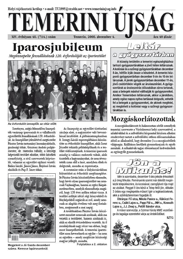 Temerini Újság, 14. évf. 2008. december 4. 48. sz.