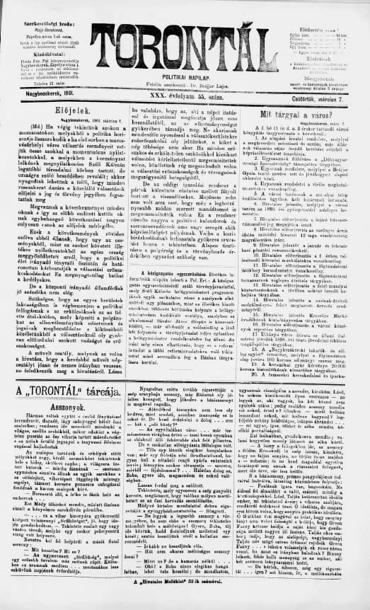 Torontál, 30. évf. 1901. március 7. 55. sz.