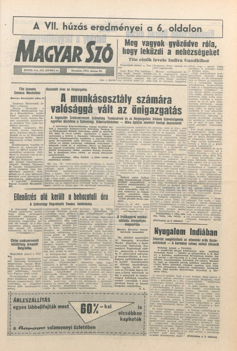 Magyar Szó, 32. évf. 1975. június 28. 175. sz.
