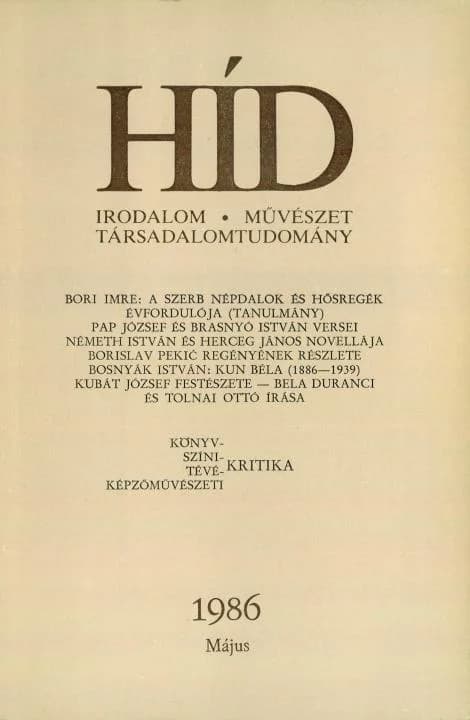 Híd, 50. évf. 1986. május. 5. sz. 613–736. oldal