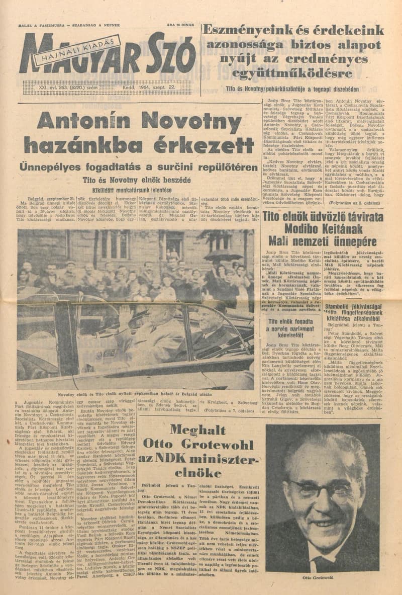 Magyar Szó, 21. évf. 1964. szeptember 22. 263. sz.