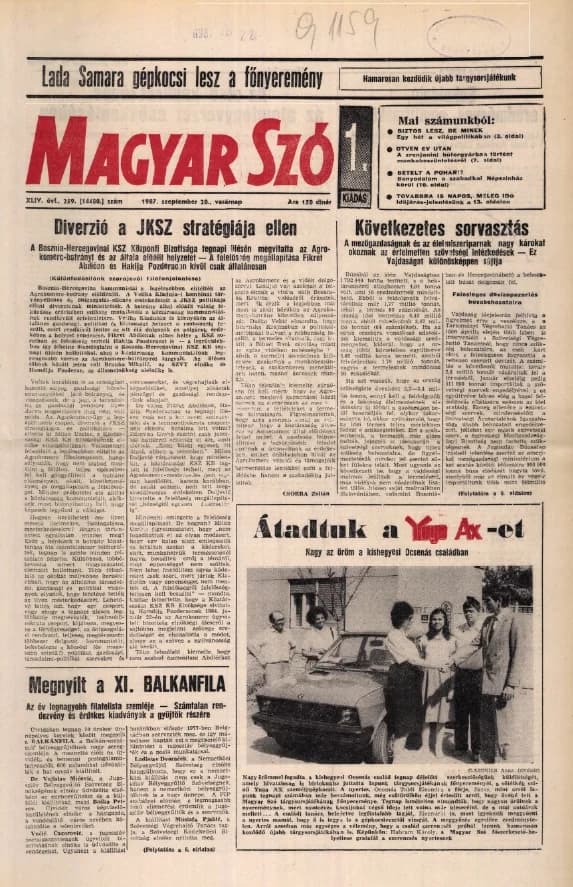 Magyar Szó, 44. évf. 1987. szeptember 20. 1–28. oldal