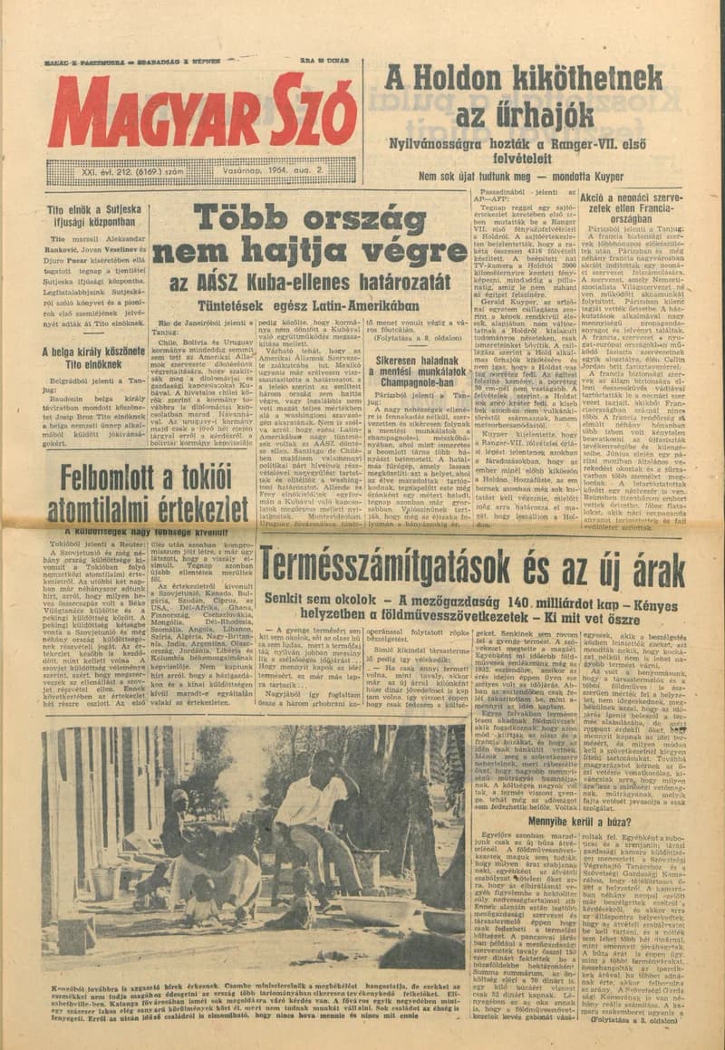 Magyar Szó, 21. évf. 1964. augusztus 2. 212. sz. 1–24. oldal
