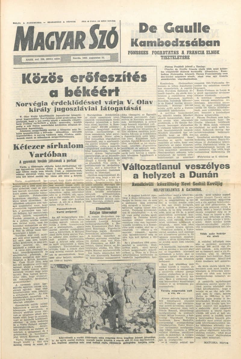 Magyar Szó, 23. évf. 1966. augusztus 31. 238. sz.