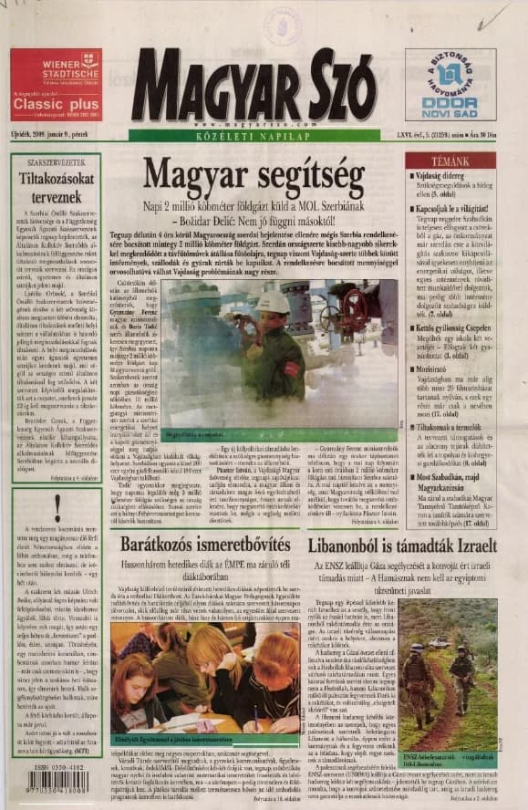 Magyar Szó, 66. évf. 2009. január 9. 5. sz. 1–20. oldal