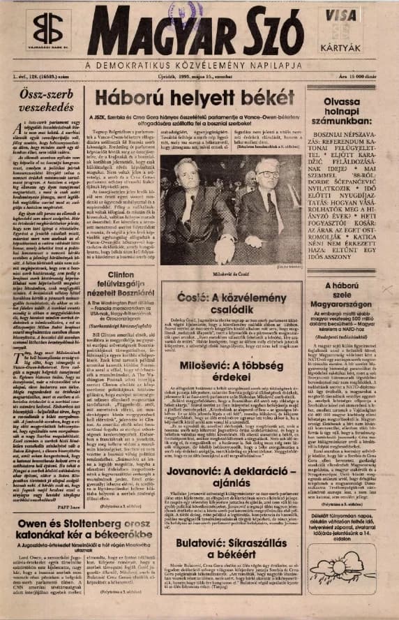 Magyar Szó, 50. évf. 1993. május 15. 128. sz. 1–16. oldal