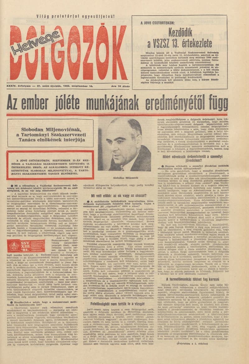 Dolgozók, 36. évf. 1982. szeptember 16. 37. sz.