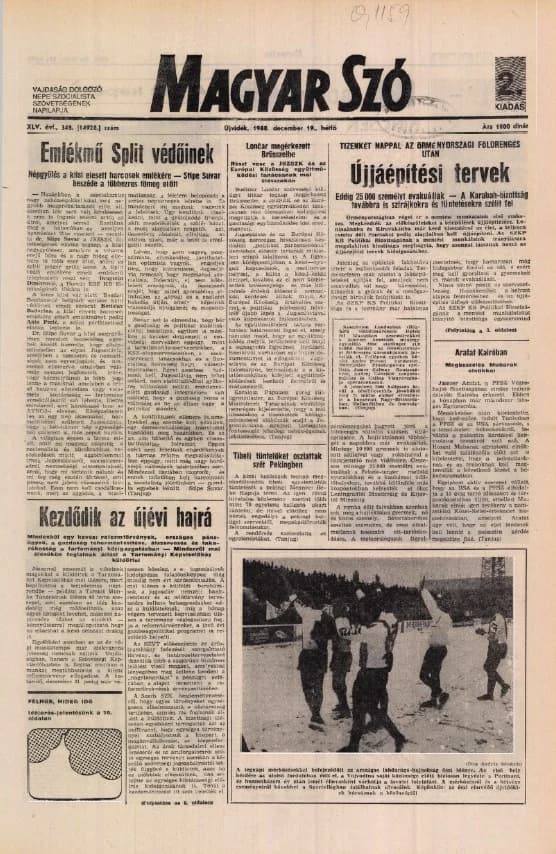 Magyar Szó, 45. évf. 1988. december 19. 348. sz.