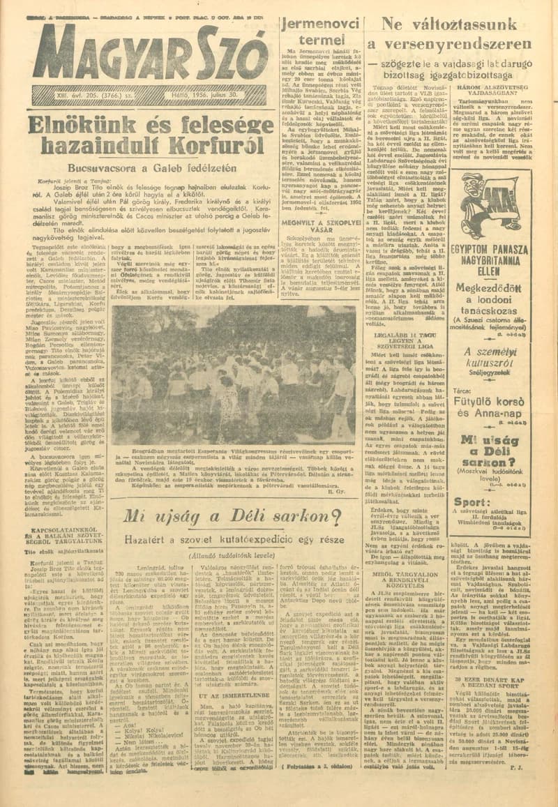 Magyar Szó, 13. évf. 1956. július 30. 205. sz. 1–10. oldal