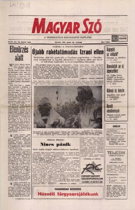 Magyar Szó, 48. évf. 1991. január 20. 18. sz. 1–32. oldal