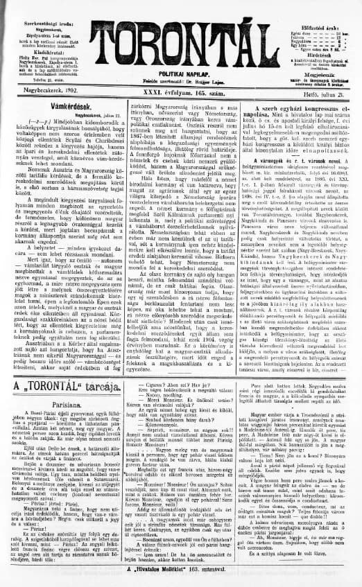 Torontál, 31. évf. 1902. július 21. 165. sz.