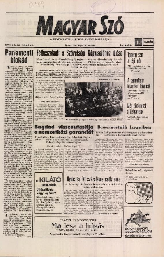 Magyar Szó, 48. évf. 1991. május 11. 127. sz. 1–24. oldal