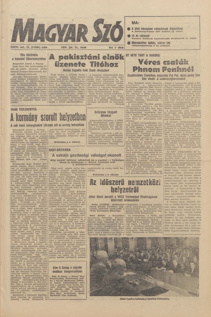 Magyar Szó, 36. évf. 1979. január 23. 21. sz. 1–20. oldal