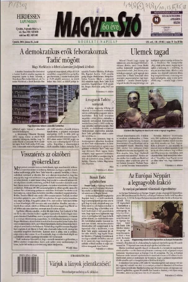 Magyar Szó, 61. évf. 2004. június 15. 138. sz. 1–20. oldal