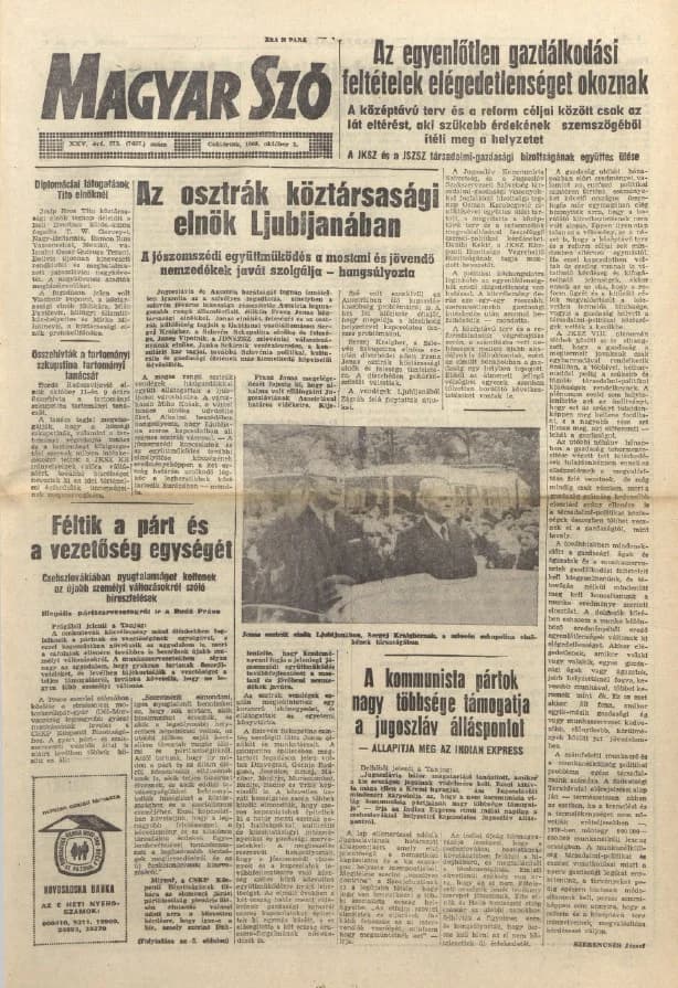 Magyar Szó, 25. évf. 1968. október 3. 273. sz. 1–16. oldal