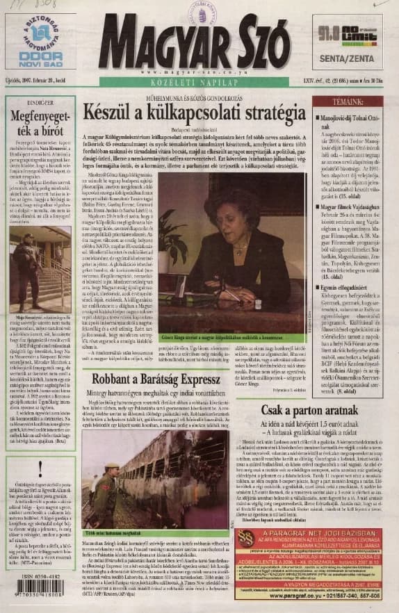 Magyar Szó, 64. évf. 2007. február 20. 42. sz. 1–20. oldal