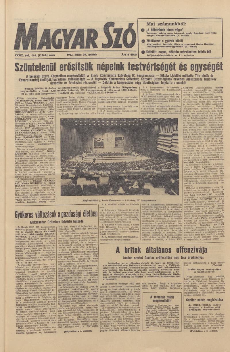 Magyar Szó, 39. évf. 1982. május 28. 144. sz. 1–24. oldal