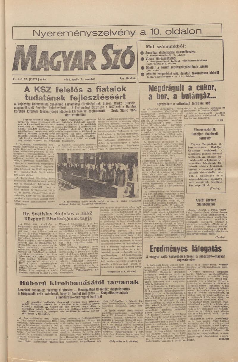 Magyar Szó, 40. évf. 1983. április 2. 90. sz. 1–24. oldal