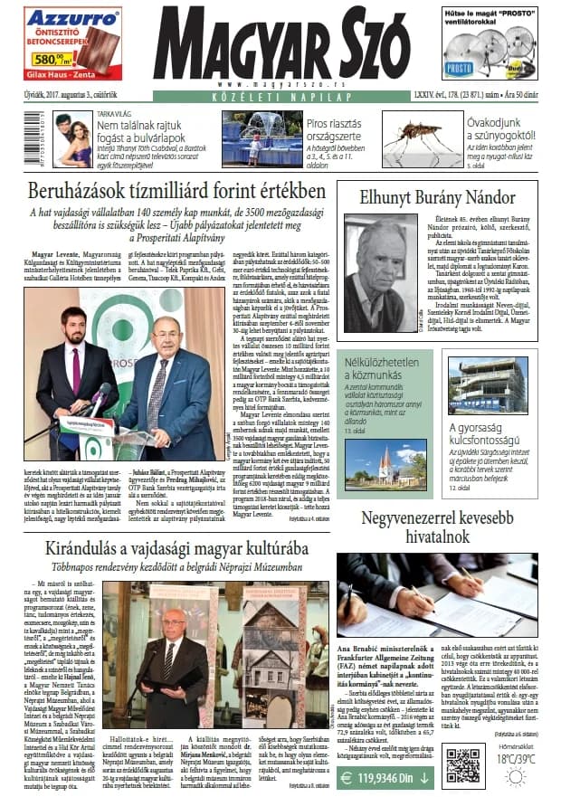 Magyar Szó, 74. évf. 2017. augusztus 3. 178. sz. 1–20. oldal