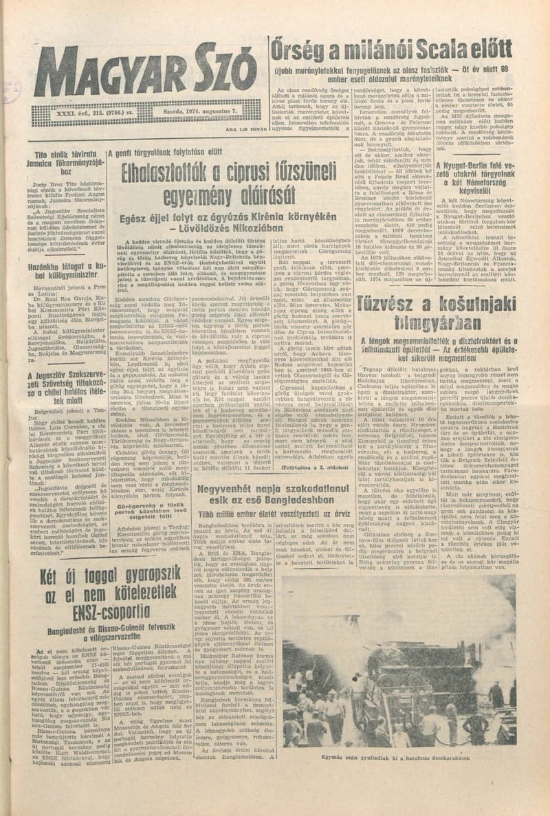 Magyar Szó, 31. évf. 1974. augusztus 7. 215. sz. 1–16. oldal