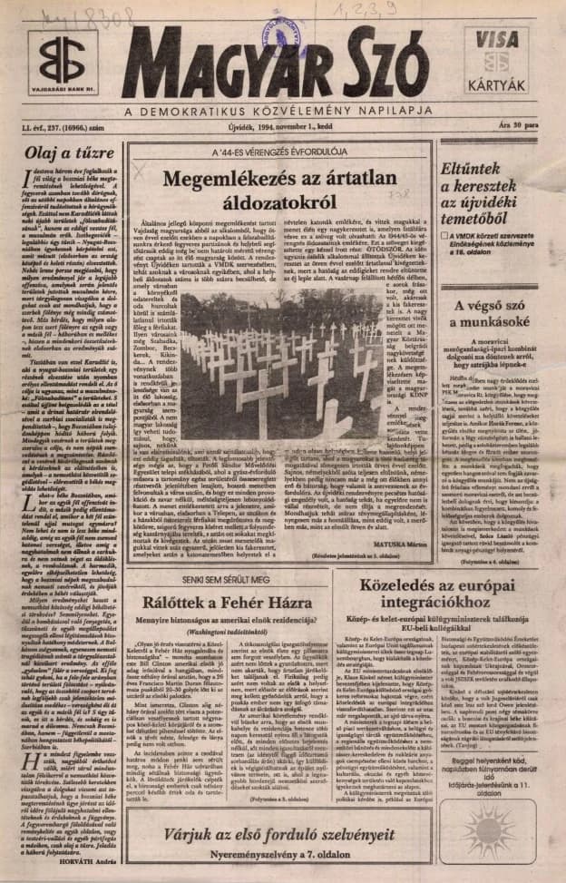 Magyar Szó, 51. évf. 1994. november 1. 237. sz. 1–16. oldal