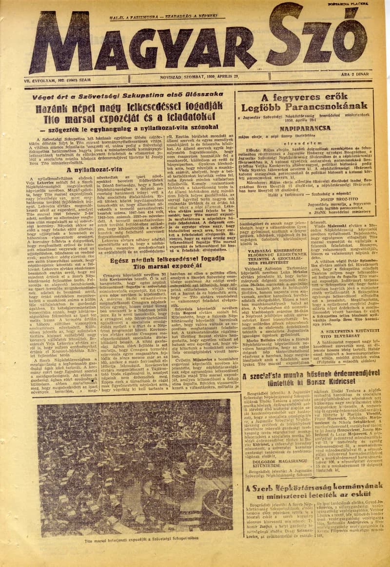 Magyar Szó, 7. évf. 1950. április 29. 102. sz. 1–4. oldal