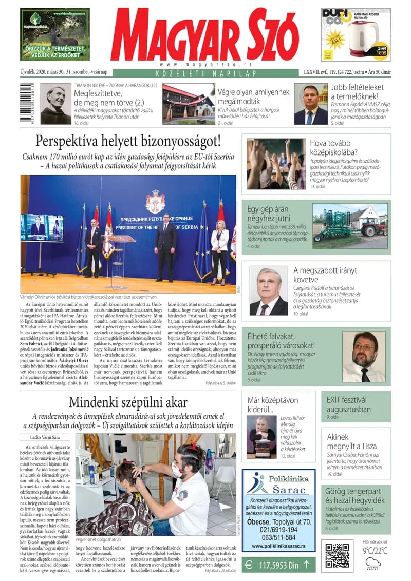 Magyar Szó, 77. évf. 2020. május 30. – 31. 119. sz. 1–32. oldal