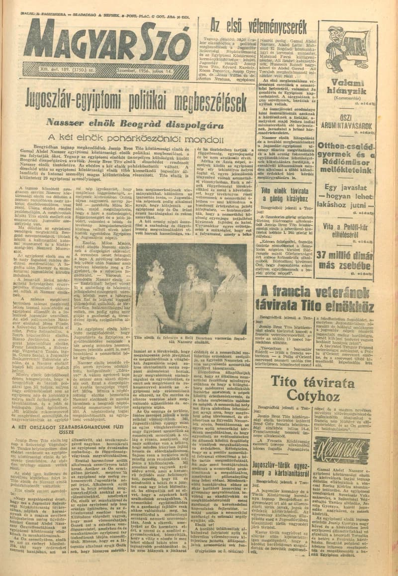 Magyar Szó, 13. évf. 1956. július 14. 189. sz. 1–12. oldal