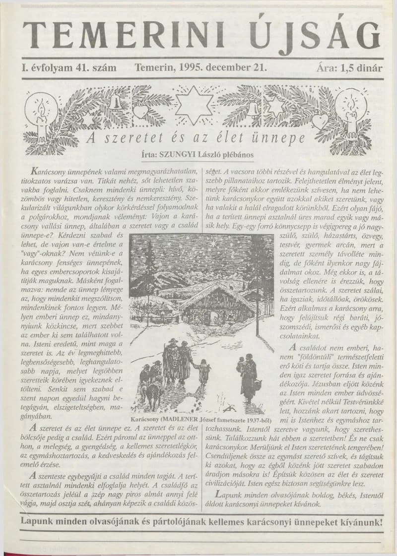 Temerini Újság, 1. évf. 1995. december 21. 41. sz.