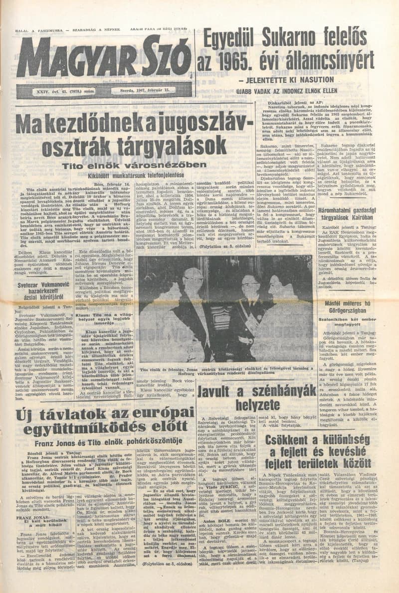 Magyar Szó, 24. évf. 1967. február 15. 43. sz. 1–16. oldal