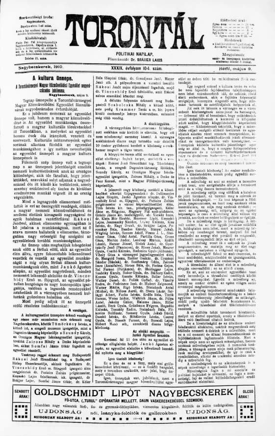 Torontál, 39. évf. 1910. május 9. 104. sz.