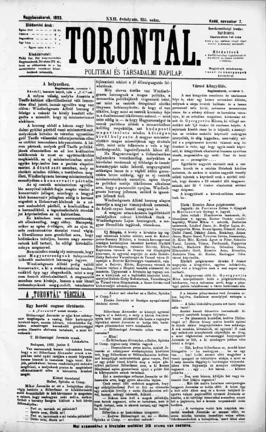 Torontál, 22. évf. 1893. november 7. 255. sz.