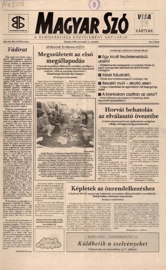 Magyar Szó, 52. évf. 1995. november 11. 264. sz. 1–16. oldal