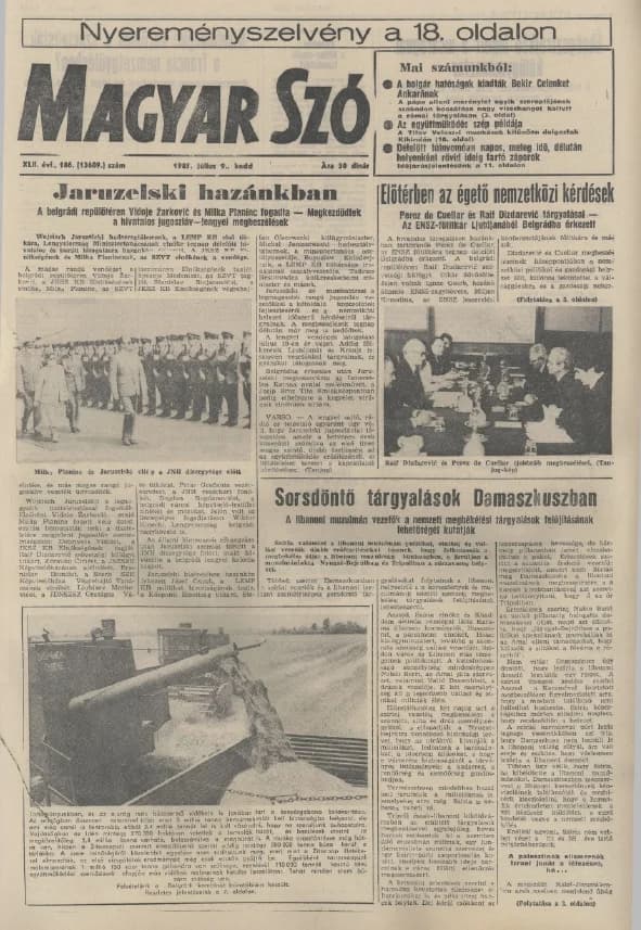 Magyar Szó, 42. évf. 1985. július 9. 186. sz. 1–20. oldal