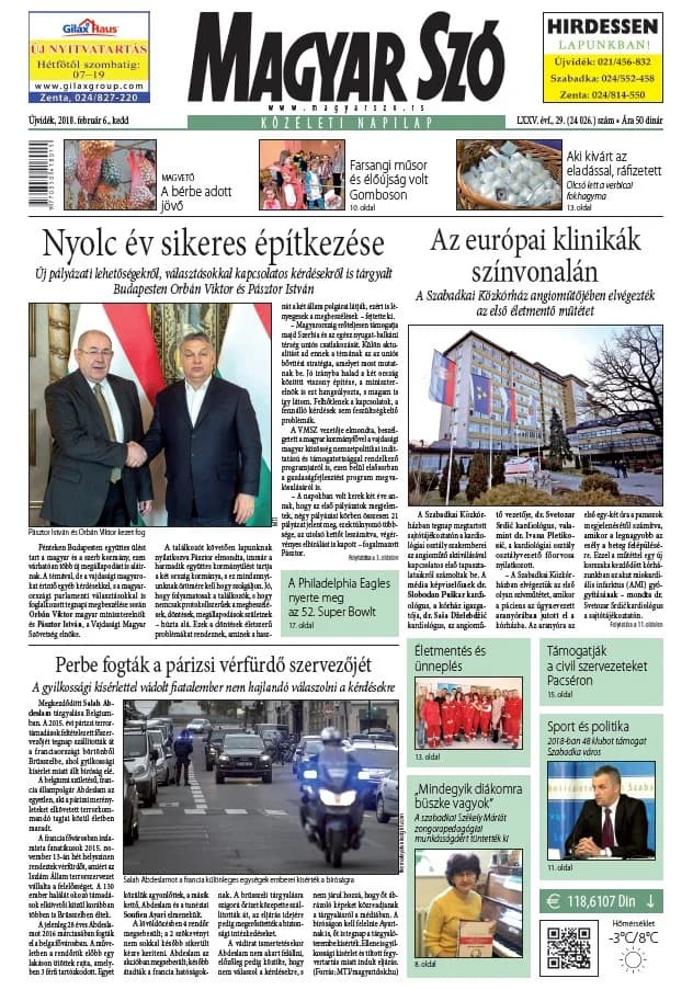 Magyar Szó, 75. évf. 2018. február 6. 29. sz. 1–20. oldal