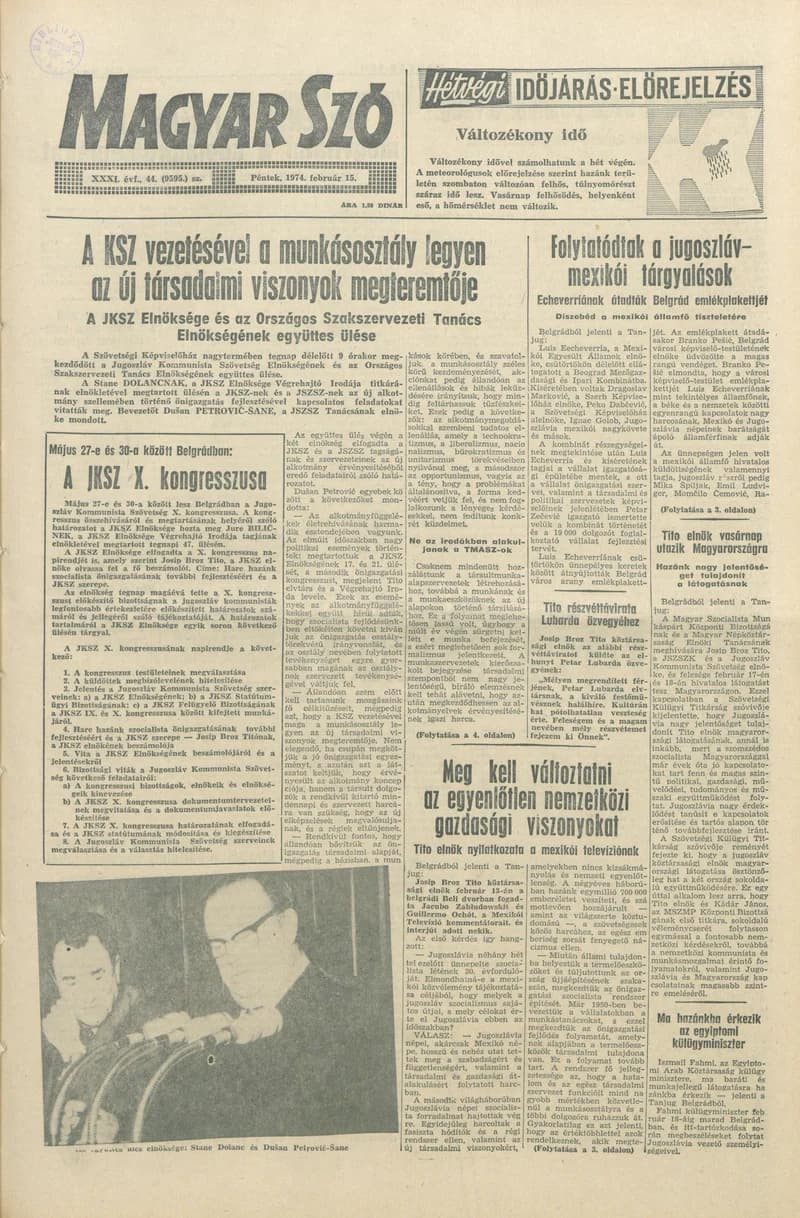 Magyar Szó, 31. évf. 1974. február 15. 44. sz. 1–16. oldal