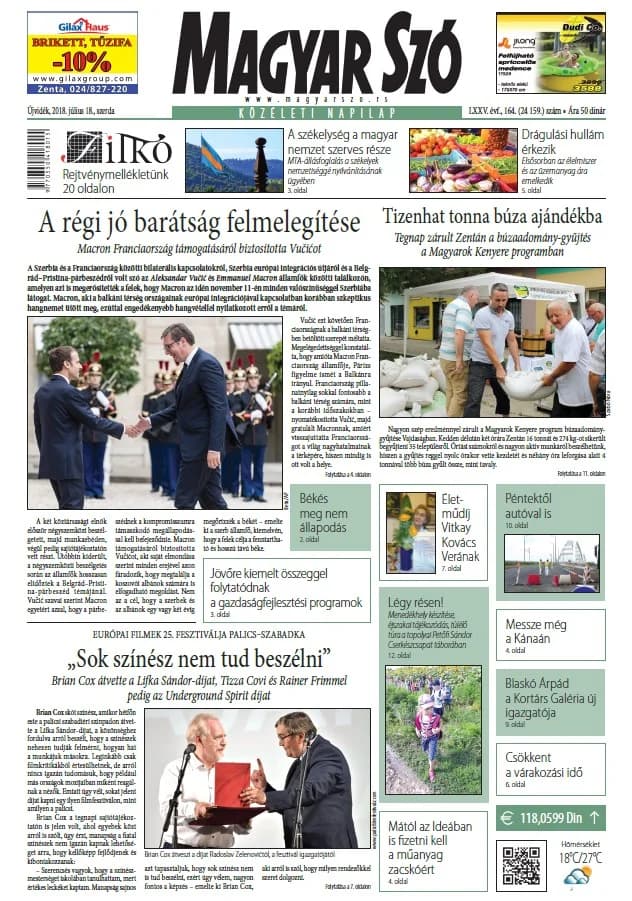 Magyar Szó, 75. évf. 2018. július 18. 164. sz. 1–16. oldal