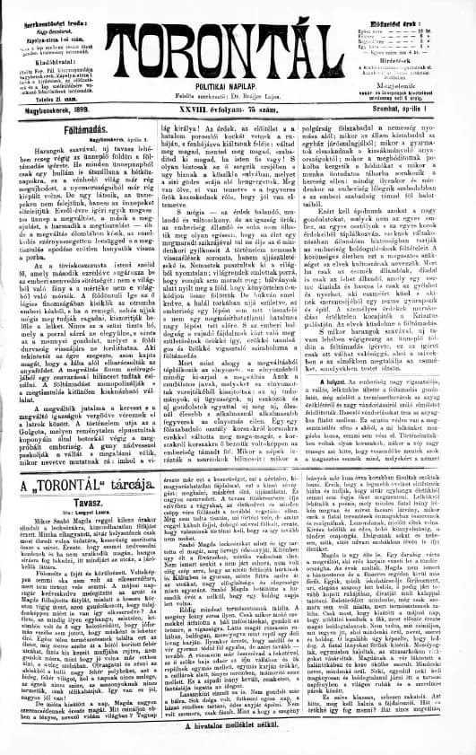 Torontál, 28. évf. 1899. április 1. 75. sz.
