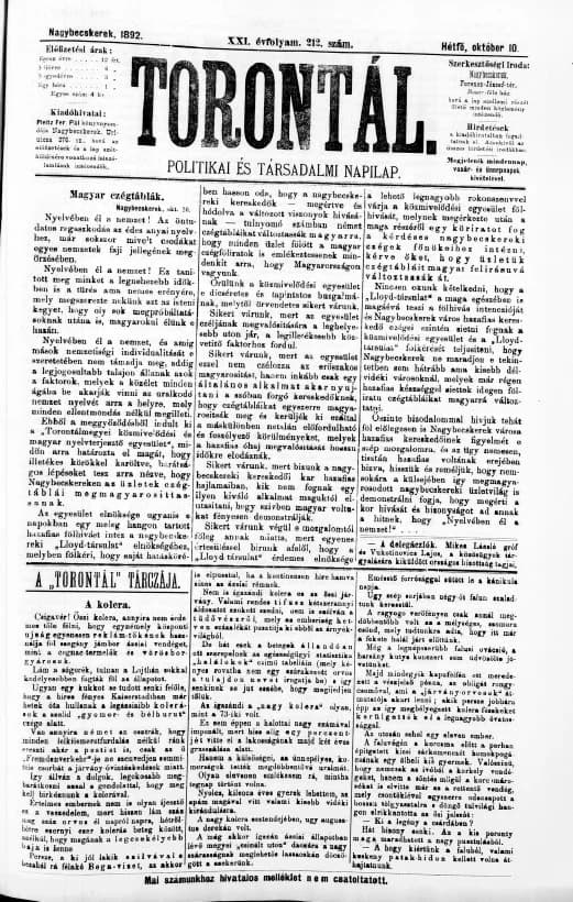 Torontál, 21. évf. 1892. október 10. 212. sz.