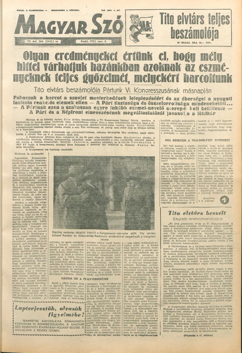 Magyar Szó, 9. évf. 1952. november 4. 264. sz. 1–8. oldal