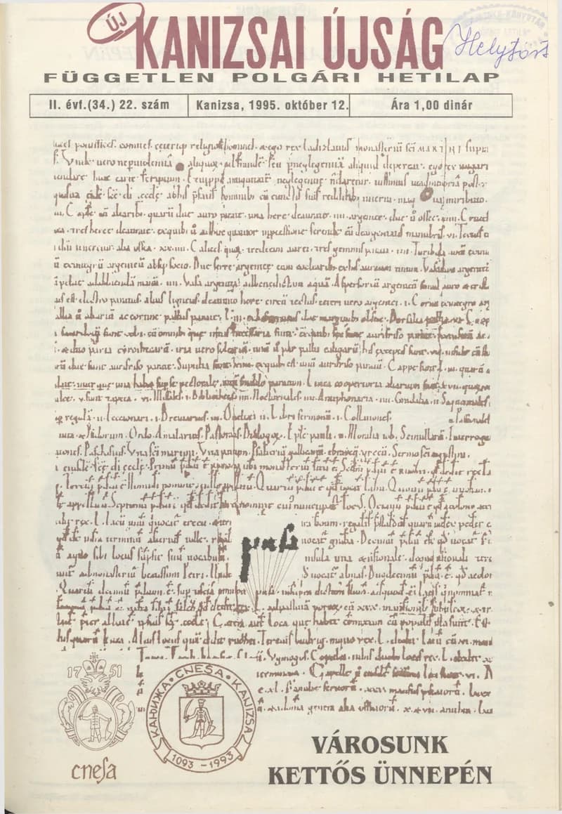 Új Kanizsai Újság, 2. évf. 1995. október 12. 22. sz.