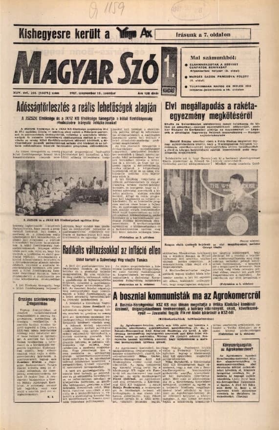 Magyar Szó, 44. évf. 1987. szeptember 19. 258. sz. 1–20. oldal