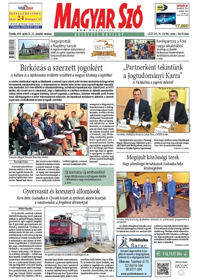Magyar Szó, 75. évf. 2018. április 21. – 22. 91. sz. 1–48. oldal