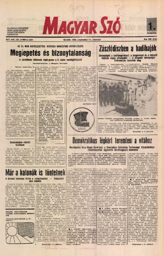 Magyar Szó, 45. évf. 1988. szeptember 11. 251. sz. 1–32. oldal