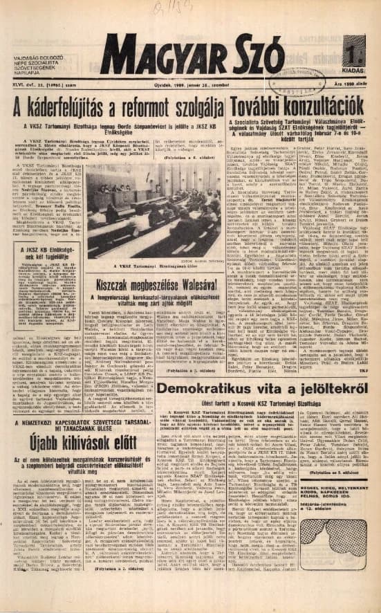 Magyar Szó, 46. évf. 1989. január 28. 25. sz. 1–24. oldal