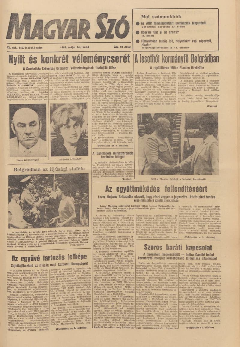 Magyar Szó, 40. évf. 1983. május 24. 140. sz. 1–20. oldal