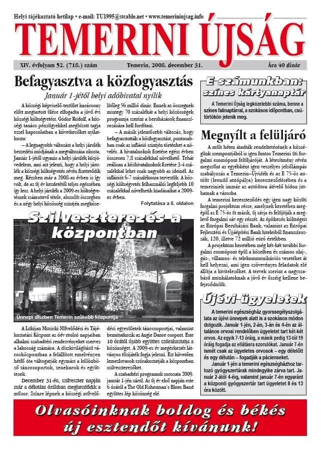 Temerini Újság, 14. évf. 2008. december 31. 52. sz.