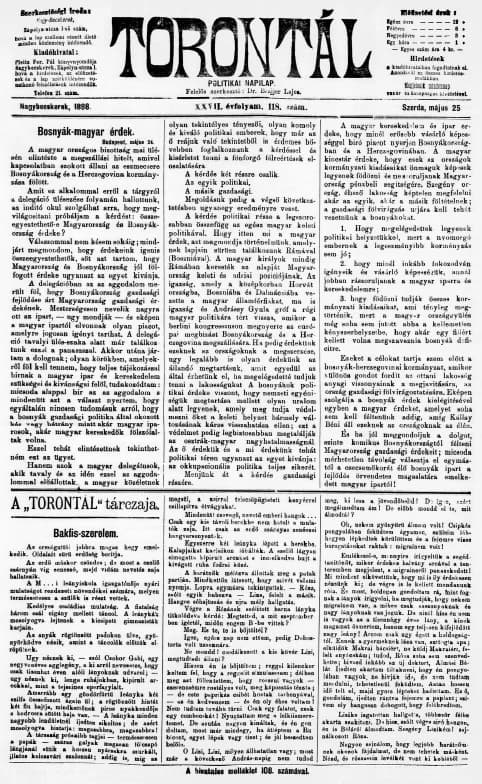 Torontál, 27. évf. 1898. május 25. 118. sz.