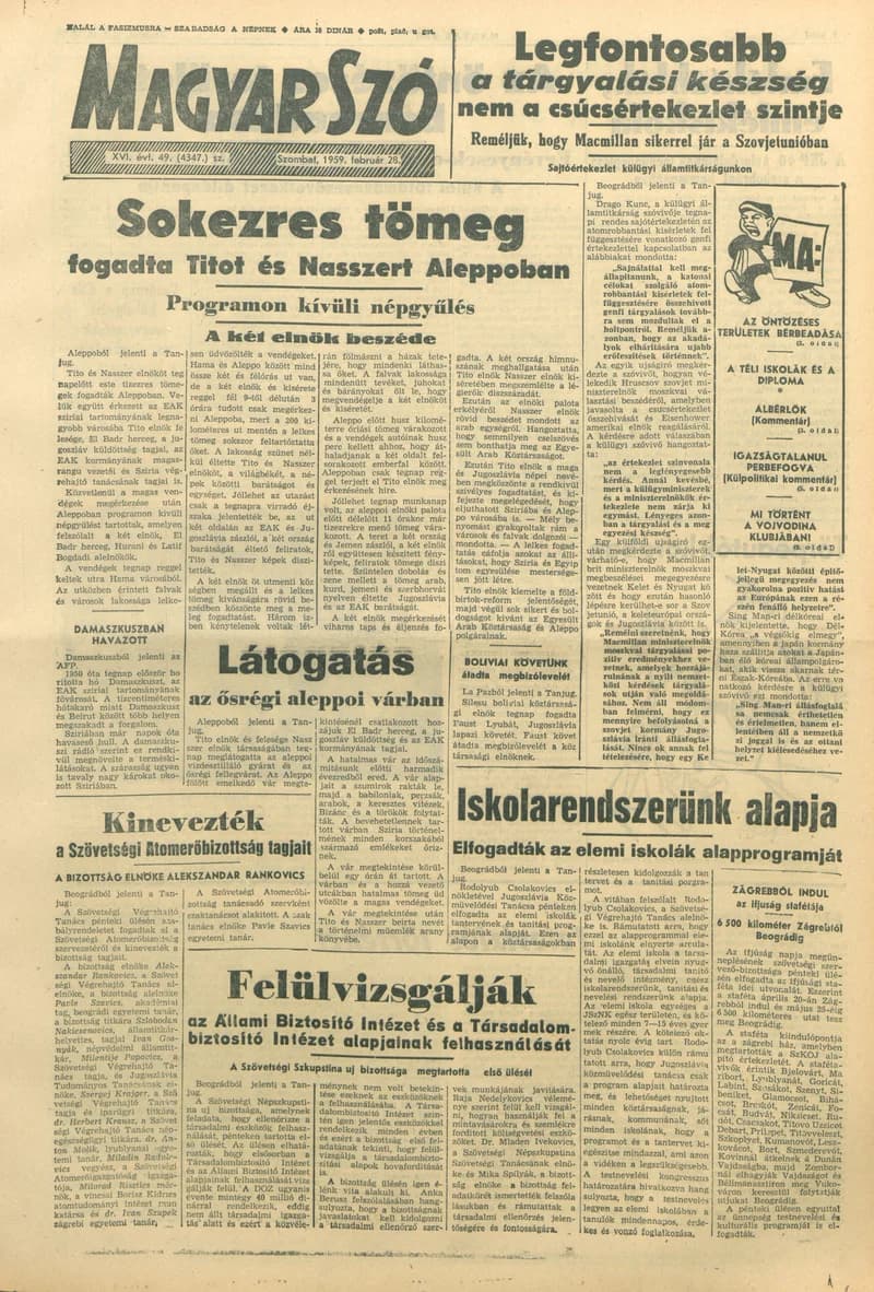 Magyar Szó, 16. évf. 1959. február 28. 49. sz. 1–18. oldal