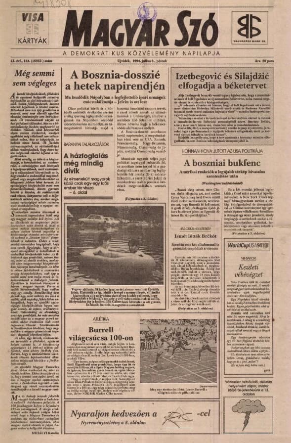 Magyar Szó, 51. évf. 1994. július 8. 338. sz. 1–16. oldal